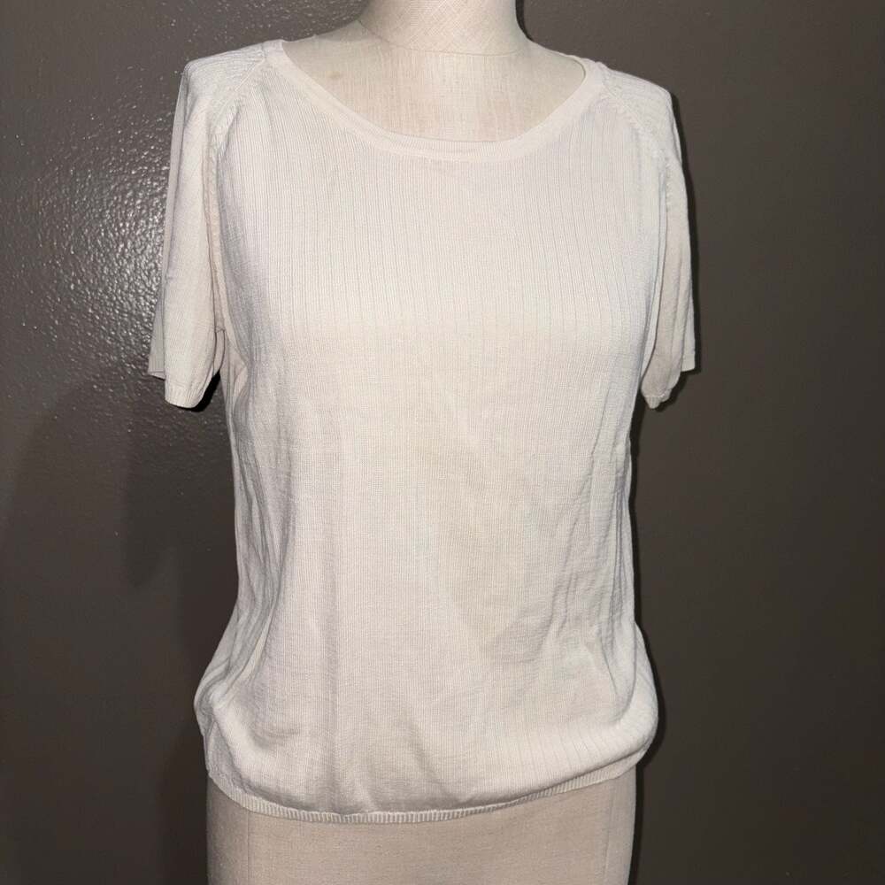 Stephanie Andrews 100% Silk Short Sleeve Knit Top Size L